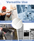 Collage showing versatile uses of Premium Pro Grade 304 Stainless Steel Shim Stock Set in furniture, stamping, and industrial equipment.