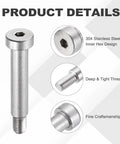 2 Pack 304 Stainless Steel Shoulder Bolts With Hex Socket For Heavy Duty Machines, 10mm Shoulder Diameter, 50mm Shoulder Length