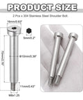 Heavy Duty 2 Pack 304 Stainless Steel Shoulder Bolts With 10mm Shoulder Diameter And 70mm Shoulder Length M8 x 1.25 Thread