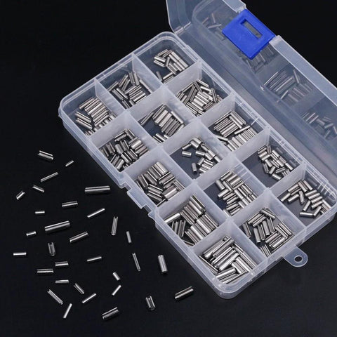Durable 304 Stainless Steel Slotted Spring Pin Assortment Kit 180 Pcs in M2, M2.5, M3, M4 Sizes with Transparent Storage Box
