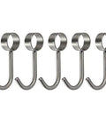 Five 304 Stainless Steel Kitchen Rail Hooks Hangers Wall Mounted (Rod Hook) displayed on a white background