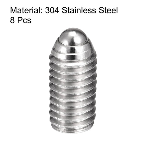 Ball Point Set Screws M8 X 16mm 304 Stainless Steel Corrosion Resistant Hex Socket Ball Plunger With Spring For Positioning And Clamping Elastic Range 12.0 To 60.0N Stroke 1.8mm Pack Of 8