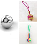 Premium 304 stainless steel bearing ball alongside colorful keychains for DIY projects and crafting use.