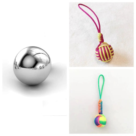 Premium 304 stainless steel bearing ball alongside colorful keychains for DIY projects and crafting use.