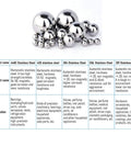 Set Of Fifty Five Millimeter 304 Stainless Steel Solid Bearing Balls For DIY Projects And Precision Machinery And Bearings Rustproof And Low Temperature Strength Durable G100 Grade arranged on table with application chart visible