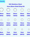 265 Piece Metric Stainless Steel C Clips External Retaining Ring Assortment Kit Includes 15 Sizes With Nominal Diameters 4Mm Through 20Mm For Quick On Hand Fixes Circlips Retaining Rings Automotive Plumbing Machinery Repairs HVAZI display