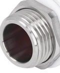 Close-up of Heavy Duty 304 Stainless Steel Cable Gland G1/2 IP66 Waterproof Armored Connector with Extended Thread