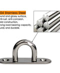 10-Pack 304 Stainless Steel Ceiling Hook Ring Hooks With Enclosed Eye Plate M5, rust resistant and high load bearing, close-up view.