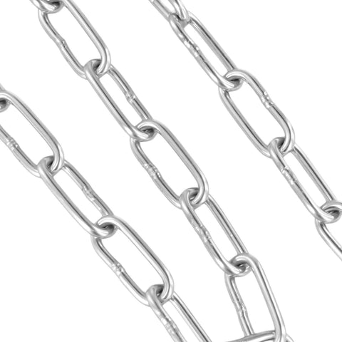 Close-up of ✝️ 49 Feet 1/8 Inch 304 Stainless Steel Link Proof Coil Chain, Light Duty Chain Link Bulk, Metal Chain Links