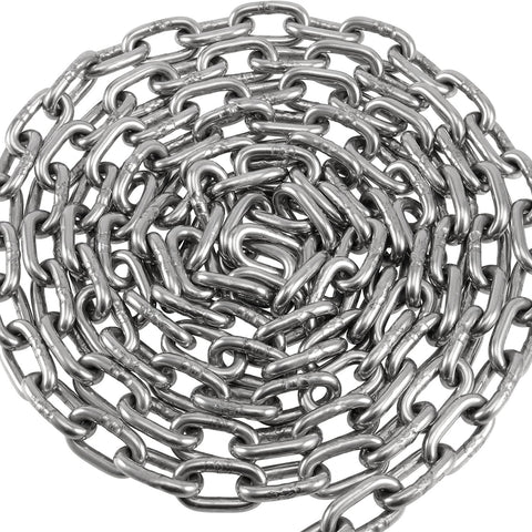 ✝️ 1/4 Inch x 13ft 304 Stainless Steel Coil Chain, 6mm x 4mThick Proof Coil Chain, Heavy Duty Metal Chain, 1322 lbs WLL