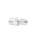 Side view of 304 Stainless Steel Compression Fittings Imperial Straight Adapters 1 Piece Heavy Duty Tubing Coupler NPT 3/8 to 1/4 inch