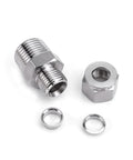 304 Stainless Steel Compression Fitting For One Quarter Inch Tube Outer Diameter To One Eighth Inch NPT Male Coupler Straight Adapter