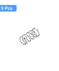 5-piece image of 304 Stainless Steel Compression Spring Set, 5Pcs Pack, 5mm Outer Diameter, 0.6mm Wire, 10mm Free Length with silver tone