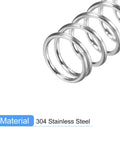 Close-up of a 304 Stainless Steel Compression Spring with 5mm outer diameter, 0.6mm wire, 10mm free length, silver tone, even spacing.