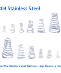 Set of 304 Stainless Steel Tapered Spring Set 20 Pack Conical Cone Compression Springs for Tower Pressure Applications displayed.