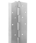 304 Stainless Steel Continuous Piano Hinge for heavy duty doors, visible barrel design with screw holes, side view
