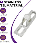 Sliding Door Keeper Set 2 Pcs 304 Stainless Steel Glass Door Lock with mounting screws. Silver design showing rust-proof features.