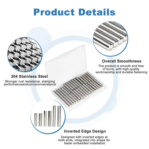 Pro Grade 200 Piece Dowel Pin Kit Featuring 22 Sizes M2 M3 M4 M5 For Bookshelves Cabinets And Closets In 304 Stainless Steel