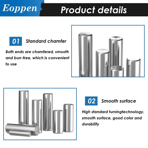 Premium 220 Pieces 304 Stainless Steel Dowel Pin Kit With 22 Sizes M2 M3 M4 M5 Cylindrical Shelf Support Pins details
