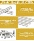 Front view of PATIKIL 4x50mm stainless steel dowel pins, 30 pcs; silver shelf pins with smooth chamfered ends.