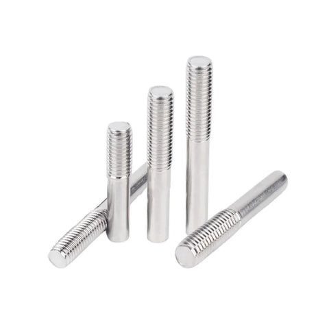 Four 304 Stainless Steel Extension Rods M3-M6 Half Threaded Studs 50-500mm showcasing half threading and durable finish.