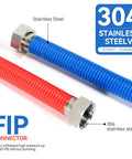 48 Inch Flexible Stainless Steel Corrugated Water Heater Connector Three Quarter Inch FIP To Three Quarter Inch FIP Hot And Cold
