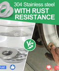 Comparison of 304 stainless steel flat washers with rust resistance and rusty washers on equipment