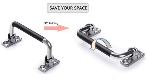 304 Stainless Steel Foldable Cabinet And Drawer Pull Handles With Rubber Grip 90 Degree Folding Four And A Half Inch Length