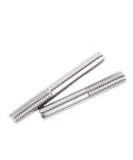 304 Stainless Steel Extension Rods M3-M6 Half Threaded Studs 50-500mm, shown in a pair from a top view, highlighting the threading.