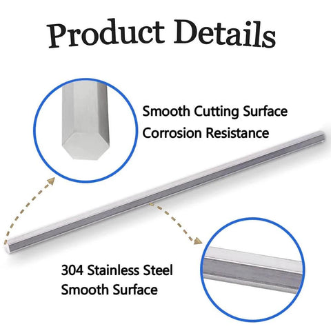Heavy Duty 304 Stainless Steel Hex Rod Bar With 16mm Across Flats Five Eighths Inch Hex Cross Section And 200mm Length Built To Last For Machine Work Petrochemical And Medical Equipment By Feelers, smooth cutting surface, corrosion resistance, smooth surface