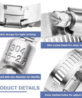 Close-up of 215 Piece 304 Stainless Steel Hose Clamp Kit One Quarter To Two And A Half Inches Worm Gear Clamps 6 To 63 Millimeters details