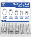 Open box of 40 Piece Hose Clamp Set With 304 Stainless Steel Assortment From One Quarter Inch To One And One Eighth Inch Small Worm Gear Clamps Kit.