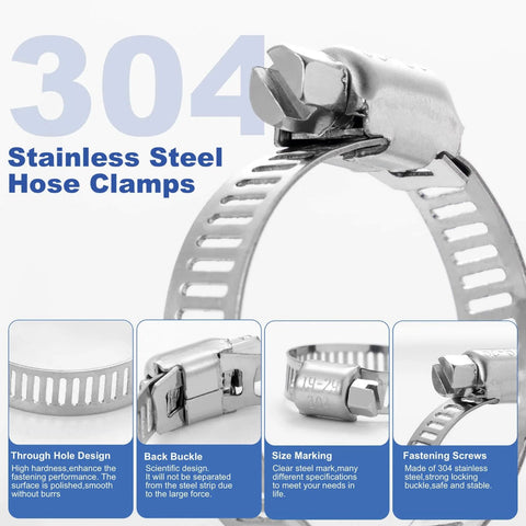 Close-up of 40 Piece Hose Clamp Set With 304 Stainless Steel Assortment, showing design details and features.