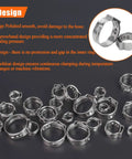 50 Pieces 12.8 To 15.3 Mm 304 Stainless Steel Single Ear Hose Clamps Set showing design features for plumbing use.