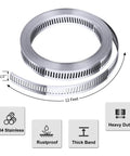 304 Stainless Steel Hose Clamp Assortment Kit DIY Cut To Fit 12 Ft Metal Strap And 8 Stronger Fasteners, stainless steel strap