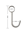 Diagram of 304 Stainless Steel Kitchen Rail Hooks Hangers Wall Mounted (Rod Hook), single hook dimensions shown.