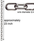 Illustration of ✝️ 2 Pcs 1/4 x 23 inch Link Chain 304 Stainless Steel Coil Chain with a 6mm wire diameter, showing chain length and link design.