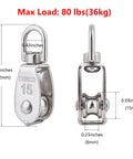 ✝️ 6Pcs 304 Stainless Steel M15 Single Pulley Block with specifications and dimensions for lifting and rigging systems