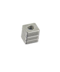 Stack of 304 Stainless Steel M4 Square Plate Washers, 10x10x1 mm, corrosion resistant, flat fasteners for even load distribution and protection.