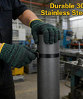 Worker handling Durable 304 Stainless Steel Perforated Sheet With 0.06 Inch Holes And 0.02 Inch Thickness Measures 9.5 Inches Wide By 39 Inches Long