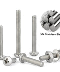 110 Pcs #8-32 Machine Screws Assortment Kit with Phillips Pan Head 304 Stainless Steel Screws in Lengths from 1/2 to 2 Inches for Electrical Wall Sockets Outlets and Household Repairs - close-up view.