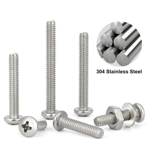 110 Pcs #8-32 Machine Screws Assortment Kit with Phillips Pan Head 304 Stainless Steel Screws in Lengths from 1/2 to 2 Inches for Electrical Wall Sockets Outlets and Household Repairs - close-up view.