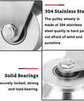 Close-up of Large 68mm V Groove Pulley Wheel With 304 Stainless Steel Silent Pulley Block highlighting solid duplex bearings.