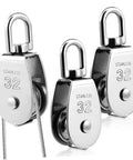 304 Stainless Steel Single Block Pulley 3 Pack Heavy Duty Swivel Pulley for Lifting Rope Pulling and DIY Projects