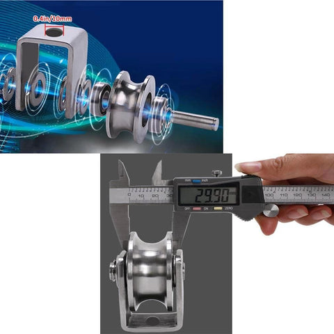 Pulley,Pulley Wheel, 2pcs Heavy Duty Track Pulley,304 Stainless Steel Translation Directional Roller,for Round Tube,Wire Rope Rail, Sliding Door,Industry Mechanical Cart(25 mm)