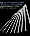 Sturdy 304 Stainless Steel Round Rods For DIY Models And Craft Projects Pack Of 10 1.8mm By 300mm Solid Shafts in a row