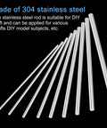 Beefy Pro Grade 304 Stainless Steel Round Rods 3.5mm X 400mm Solid Shaft Rods For DIY Model Cars Planes Helicopters Airplanes Pack Of 5 By Meccanixity Ideal For Hobbyists And Makers As Gear Shafts Motor Shafts And Model Projects displayed in a set on a black background.