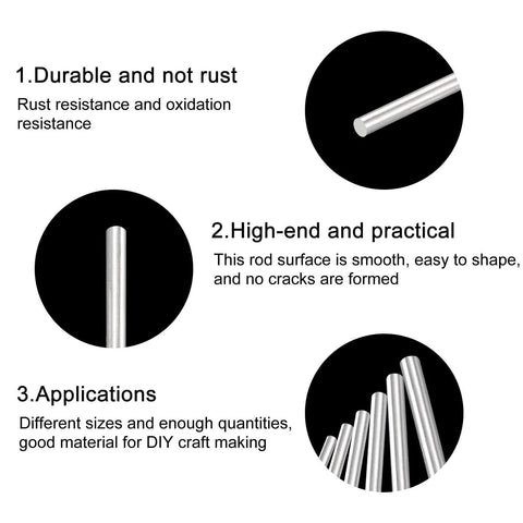Product features of 304 Stainless Steel Round Rods 3mm x 450mm Solid Shafts for DIY Model Cars Planes Helicopters Pack of 10