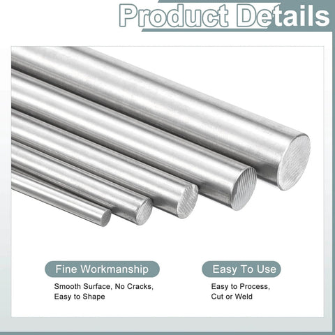 Durable 304 Stainless Steel Round Rods 10mm x 356mm Pack of 2 for Model Making and DIY Projects Lathe Work Heavy Duty
