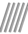 Five 304 Stainless Steel Round Rods Three Eighths Inch Diameter Six Inch Length for DIY Projects and Metalworking, shown side view.